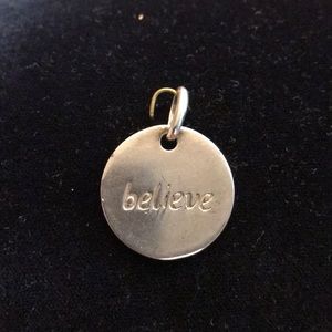 Sterling silver charm, believe